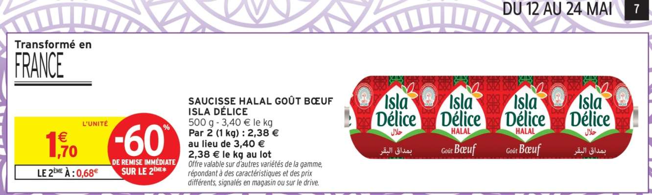 SAUCISSE HALAL GOÛT BOEUF ISLA DÉLICE
