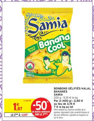BONBONS GÉLIFIÉS HALAL BANANES SAMIA
