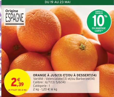 ORANGE A JUS ET/OU A DESSERT