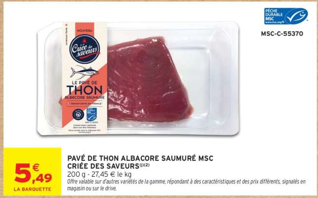 Pavé de Thon Albacore Saumuré MSC