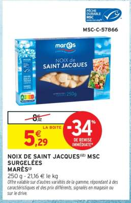 NOIX DE SAINT JACQUES MSC SURGELÉES MARÉES
