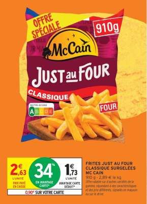 Frites Just au Four Classique Surgelées McCain