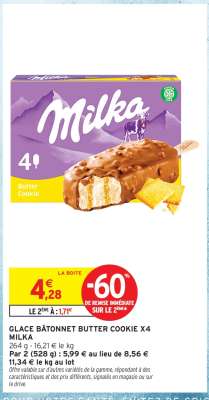 Milka Glace Bâtonnet Butter Cookie x4