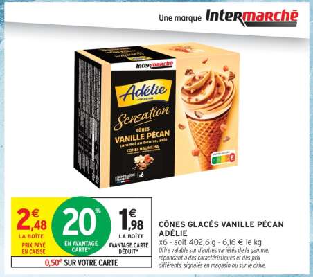 CÔNES GLACÉS VANILLE PÉCAN ADÉLIE