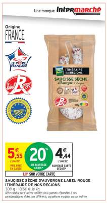 SAUCISSE SÈCHE D'AUVERGNE LABEL ROUGE