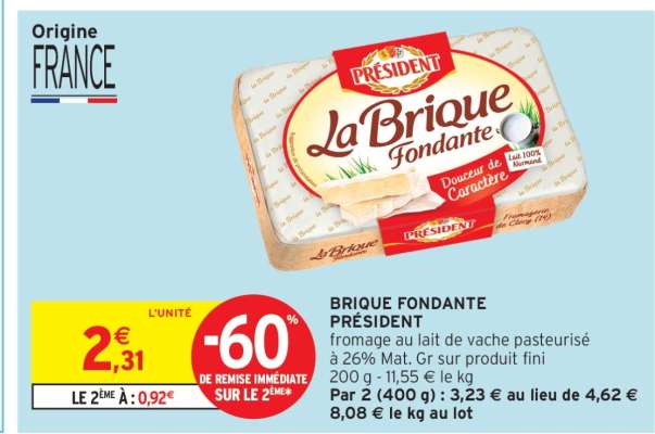 BRIQUE FONDANTE PRÉSIDENT