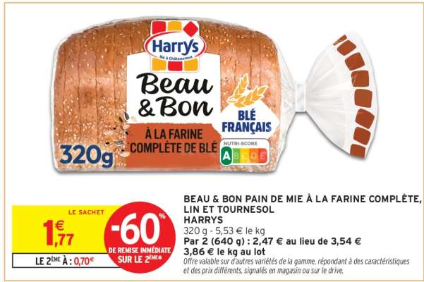 Beau & Bon Pain de Mie à la Farine Complète, Lin et Tournesol