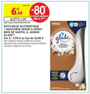 DIFFUSEUR AUTOMATIQUE + RECHARGE SENSE & SPRAY BOIS DE SANTAL & JASMIN GLADE