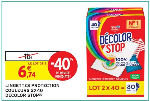 LINGETTES PROTECTION COULEURS 2X40 DECOLOR STOP