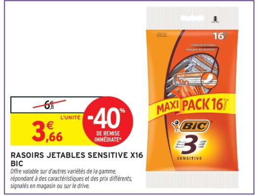 RASOIRS JETABLES SENSITIVE X16 BIC