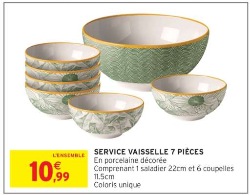 SERVICE VAISSELLE 7 PIÈCES