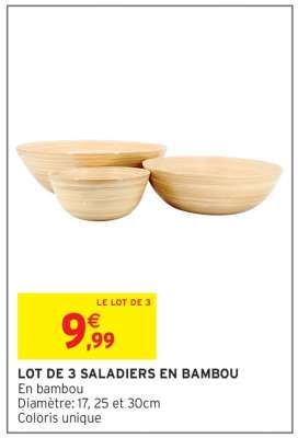 LOT DE 3 SALADIERS EN BAMBOU