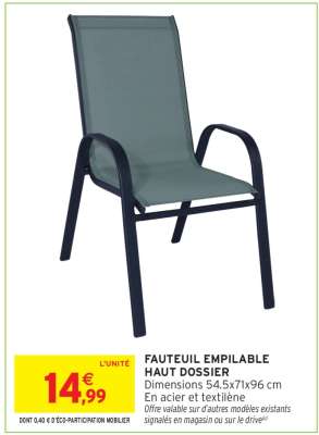 Fauteuil Empilable Haut Dossier