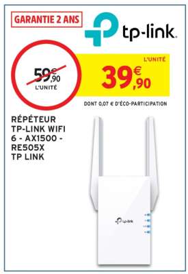 Répéteur TP-Link WiFi 6 - AX1500 - RE505X