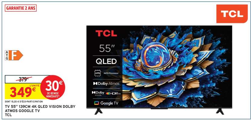 TV 55'' 139CM 4K QLED VISION DOLBY ATMOS GOOGLE TV TCL