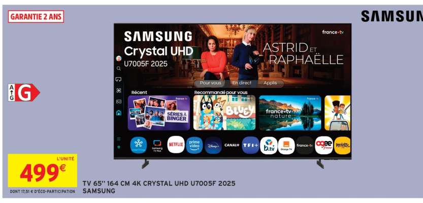 TV 65" 164 CM 4K CRYSTAL UHD U7005F 2025