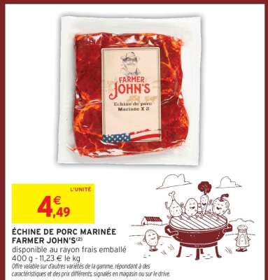 ÉCHINE DE PORC MARINÉE FARMER JOHN'S