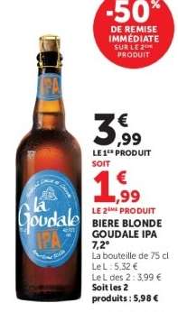 BIERE BLONDE GOUDALE IPA 7,2°