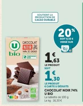 CHOCOLAT NOIR 74% U BIO