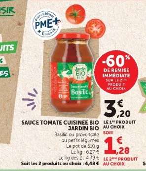 SAUCE TOMATE CUISINEE BIO JARDIN BIO