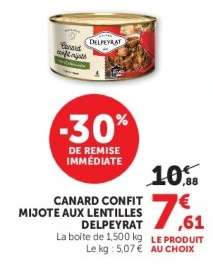 CANARD CONFIT MIJOTE AUX LENTILLES DELPEYRAT