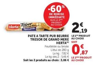 Pâte à tarte pur beurre Trésor de Grand Mère Herta