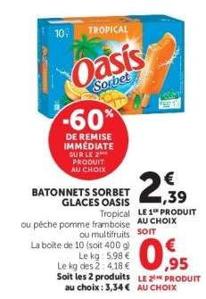 Bâtonnets Sorbet Glaces Oasis