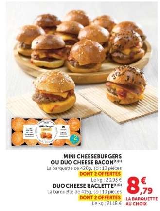 MINI CHEESEBURGERS OU DUO CHEESE BACON