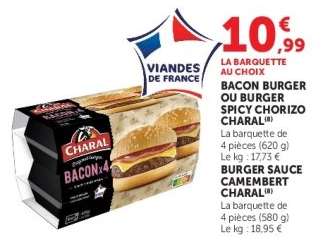 Bacon Burger ou Burger Spicy Chorizo Charal
