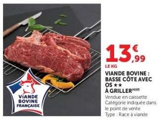 Viande Bovine : Basse Côte** Avec Os
