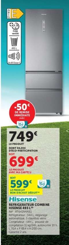 Hisense Réfrigérateur Combiné RB434N4BF3