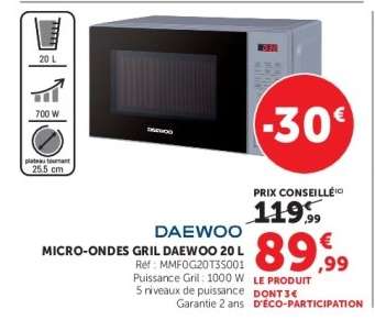 MICRO-ONDES GRIL DAEWOO 20 L