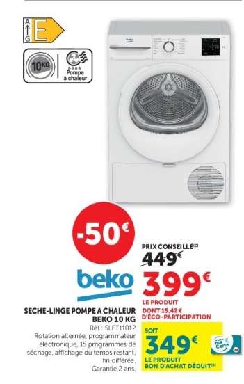 SECHE-LINGE POMPE A CHALEUR BEKO 10 KG