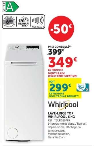 Lave-linge Top Whirlpool 6 KG