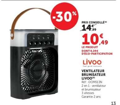 VENTILATEUR BRUMISATEUR LIVOO