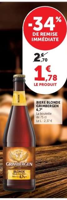 BIERE BLONDE GRIMBERGEN 6,7°
