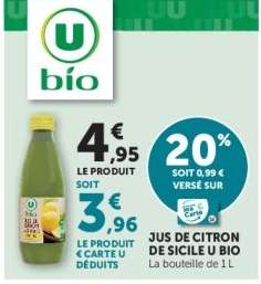 Jus de citron de Sicile U Bio