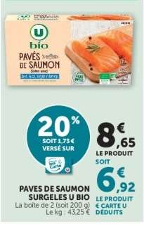 Pavés de Saumon Surgelés U Bio