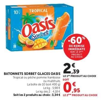Bâtonnets Sorbet Glaces Oasis