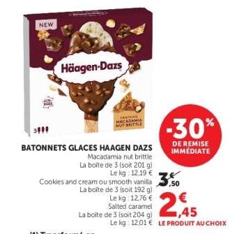 Bâtonnets glacés HAAGEN-DAZS