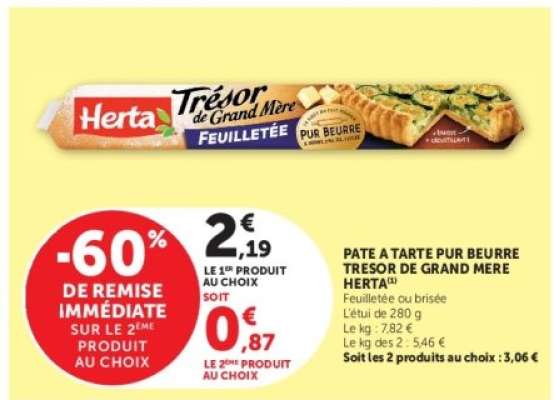 Pâte à tarte pur beurre Trésor de Grand Mère Herta