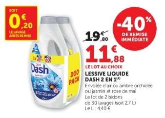 Lessive liquide Dash 2 en 1