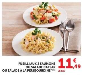 Fusilli aux 2 saumons ou Salade Caesar ou Salade à la Périgourdine