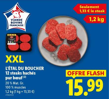 L'ÉTAL DU BOUCHER 12 steaks hachés pur bœuf