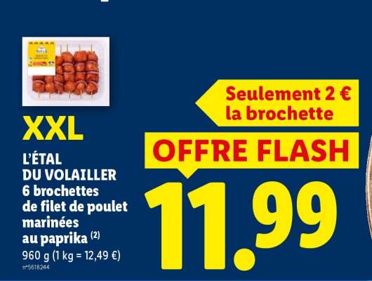 L'ÉTAL DU VOLAILLER 6 brochettes de filet de poulet marinées au paprika