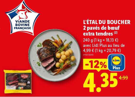 L'ÉTAL DU BOUCHER 2 pavés de bœuf extra tendres