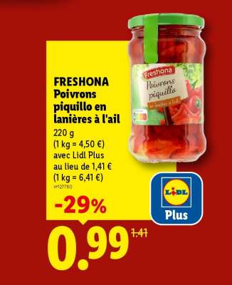FRESHONA Poivrons piquillo en lanières à l'ail