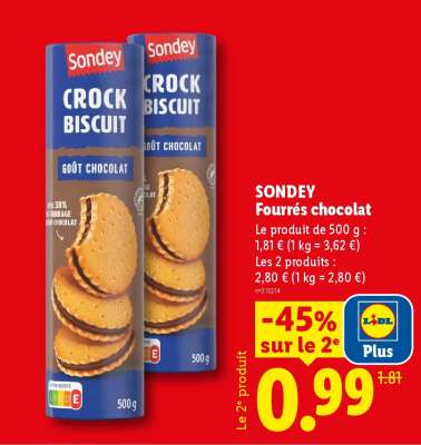 SONDEY Fourrés chocolat