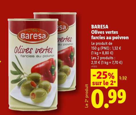 Baresa Olives vertes farcies au poivron