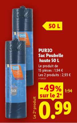 Purio sac poubelle haute 50 L